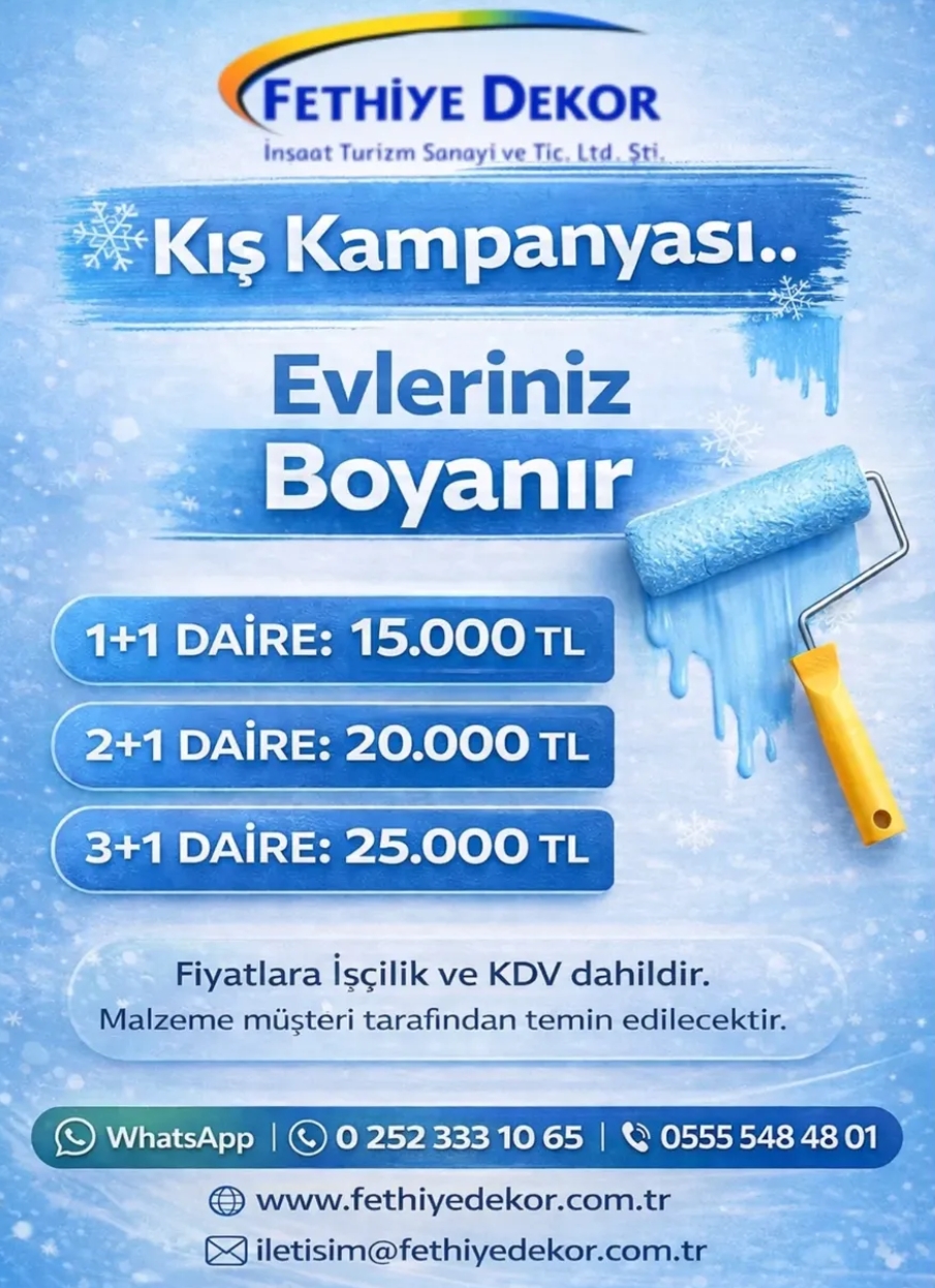 Fethiye Kış Boya Kampanyası 2026 – Uygun Fiyatlı Ev Boyama
